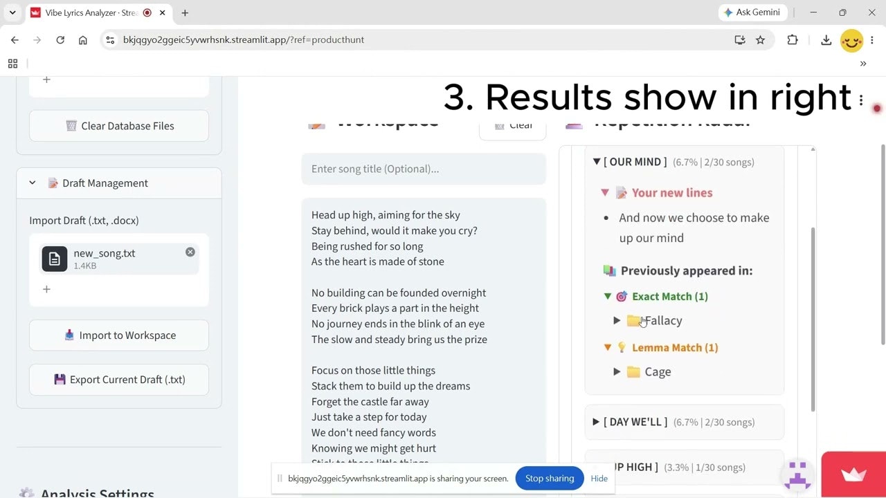 Vibe Lyrics Analyzer gallery image