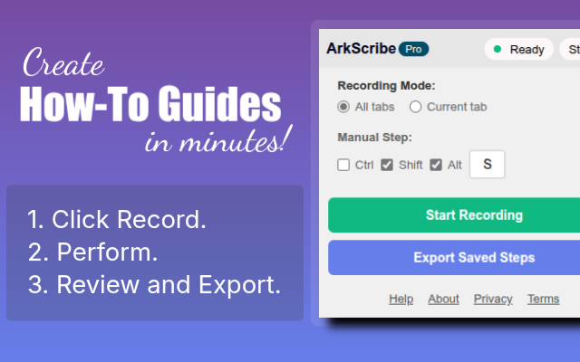 ArkScribe - Step by Step Guides Creator - Screenshot 2 showing product features and functionality