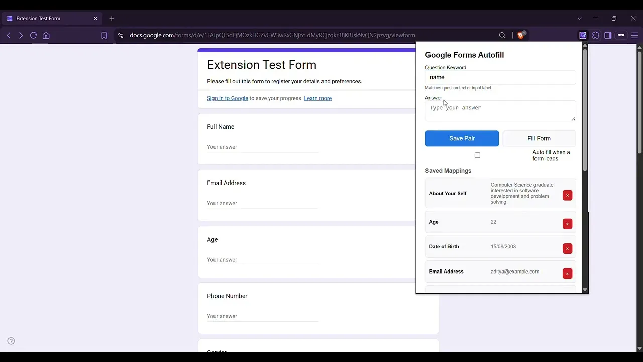 Google Forms Autofill gallery image