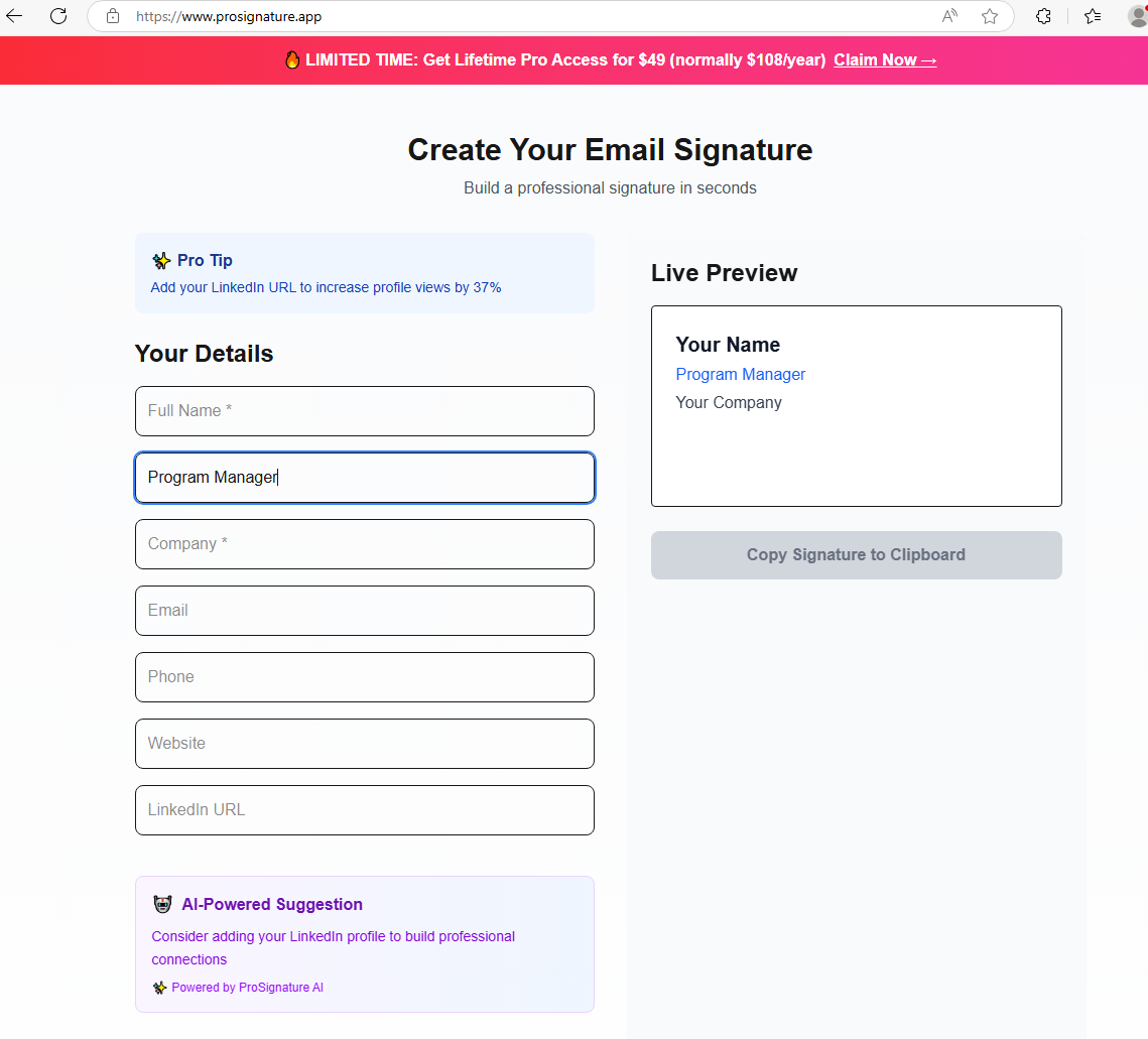 Prosignure - Crea firme e -mail professionali in 30 secondi con AI media 3