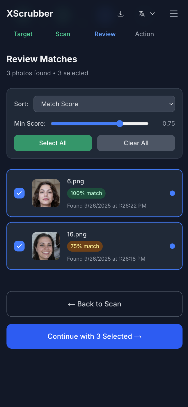 Média X-Scrubber - Déplacer ou supprimer des photos d'un ex de votre téléphone / appareil 4