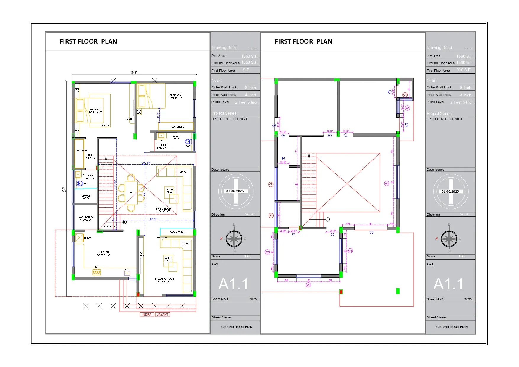 26X45 1.5 story house plans gallery image