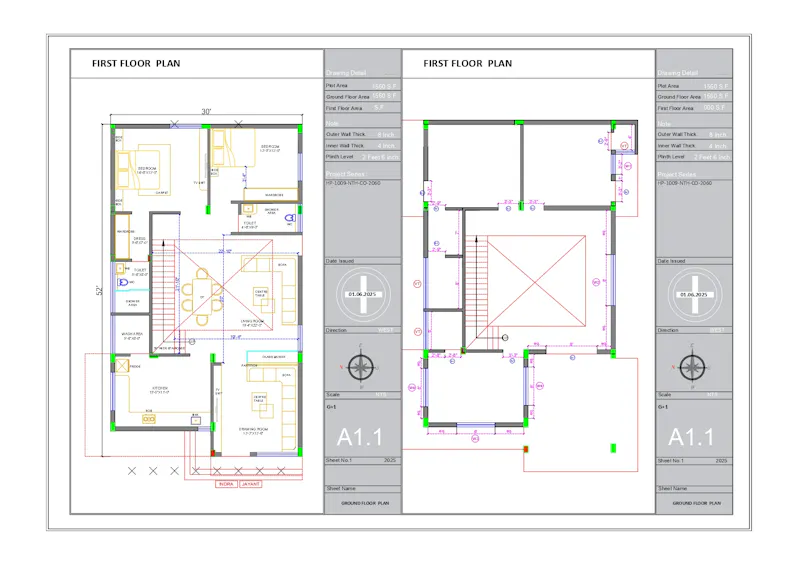 26X45 1.5 story house plans screenshot 1