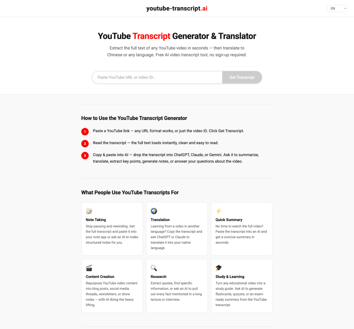 YouTube Transcript AI gallery image