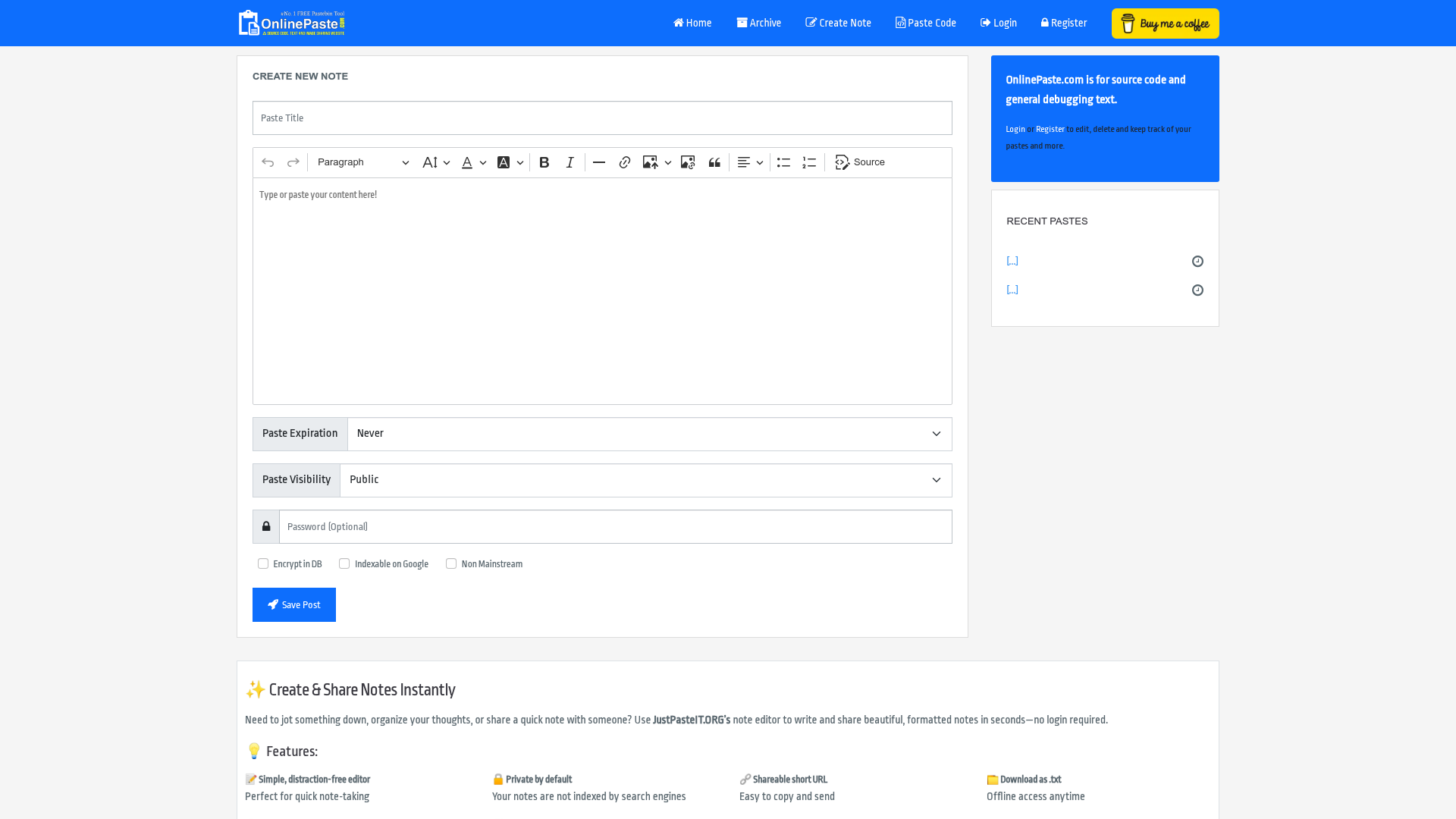 OnlinePaste.com - शेयर कोड, पाठ, मार्कडाउन और छवियां तुरंत मीडिया 4