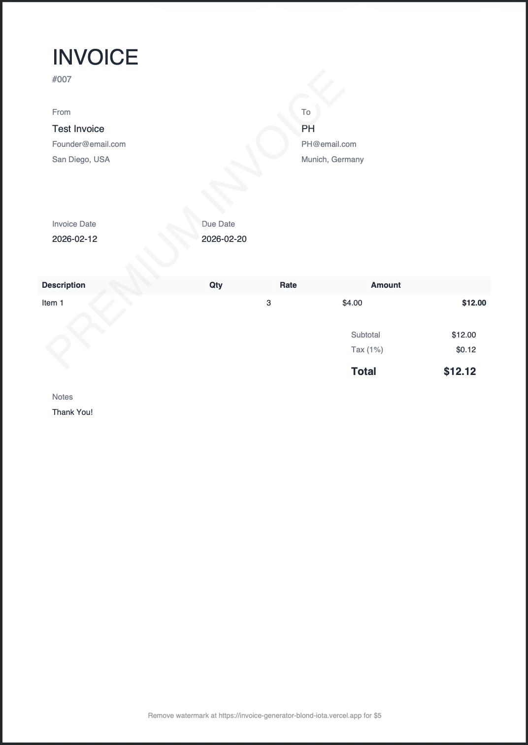 Free invoice generator gallery image