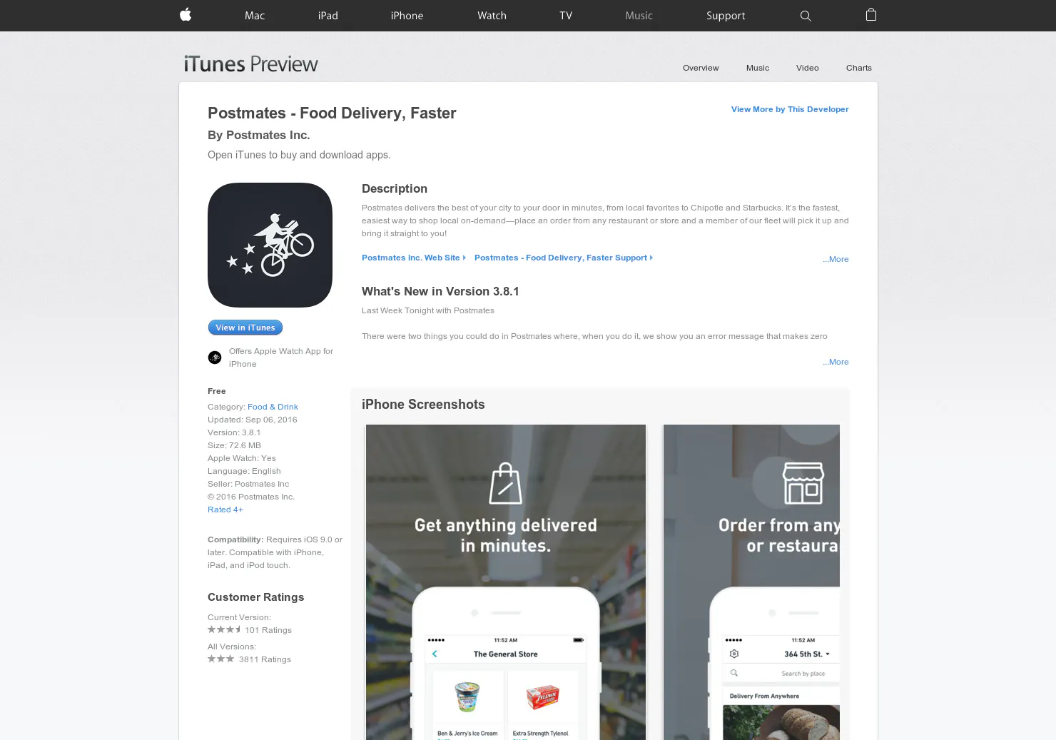 Postmates for Apple Watch
