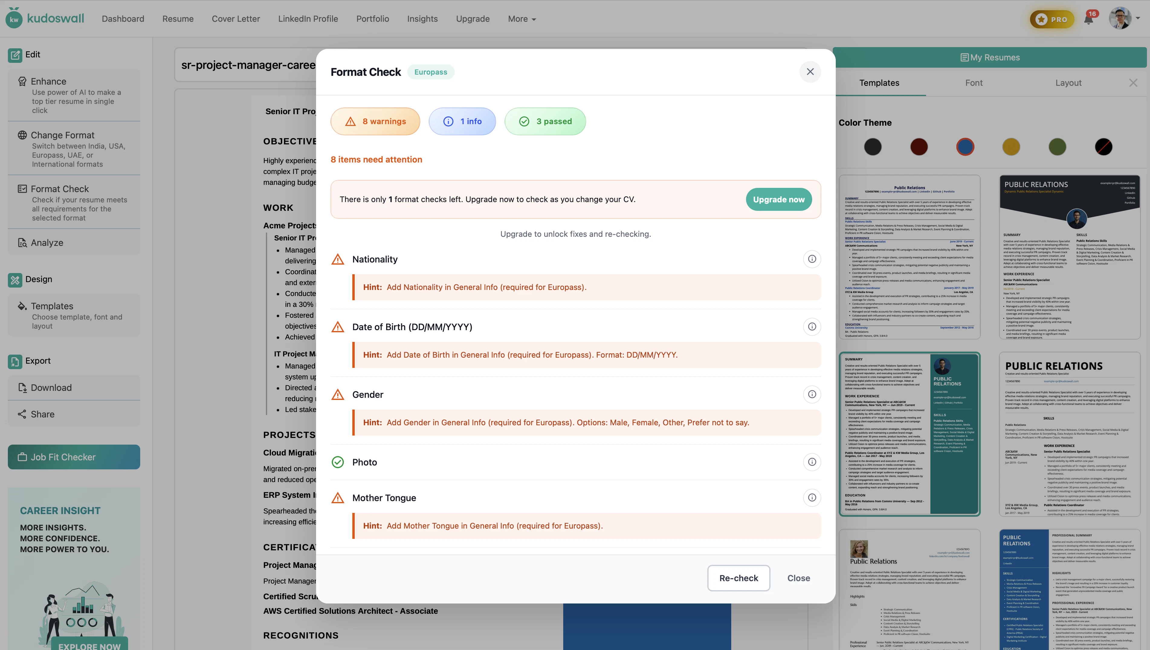 KudosWall Europass CV Builder screenshot 2