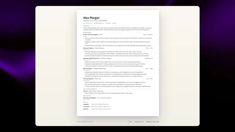 Tiny CV screenshot 1 (video preview)