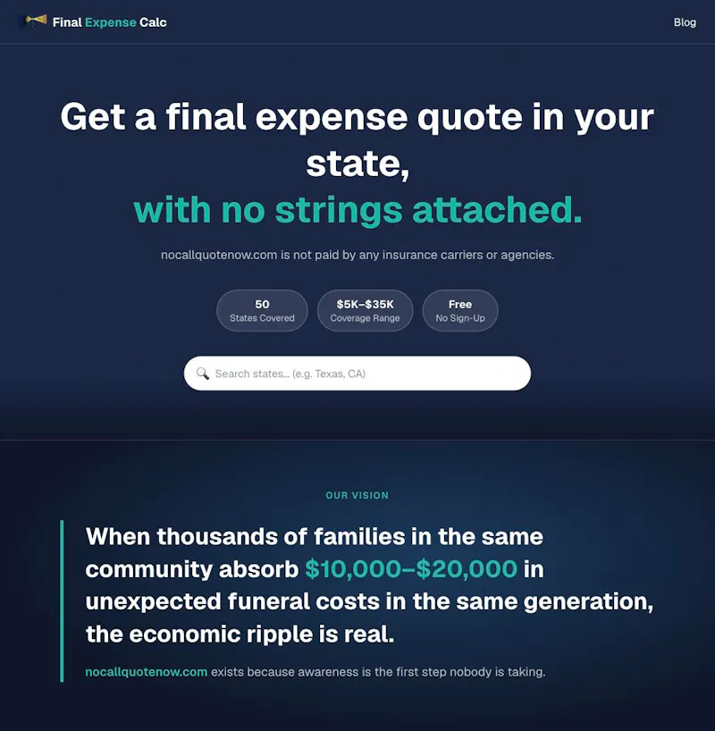 NocallQuoteNow.com screenshot 1