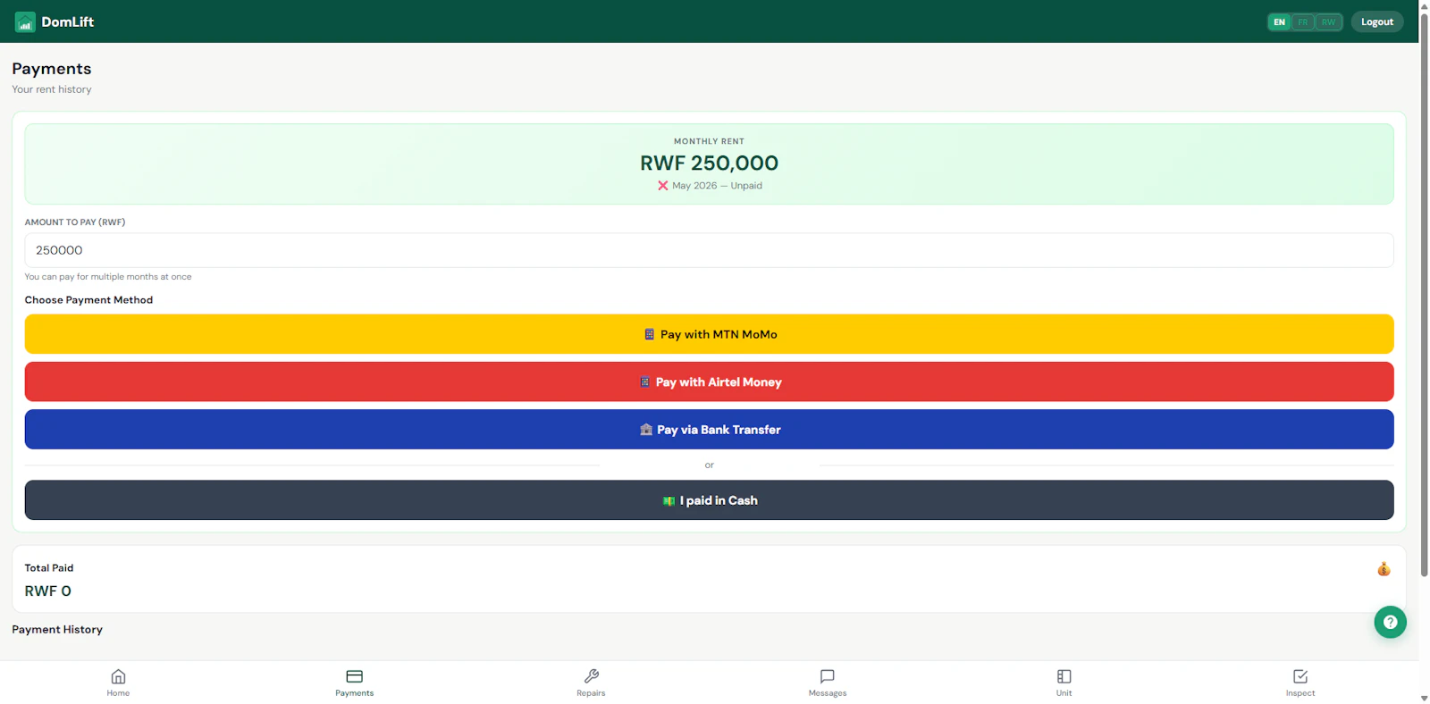 DomLift — Property management for Rwanda screenshot 4