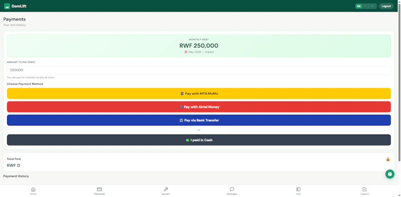 DomLift — Property management for Rwanda screenshot 4
