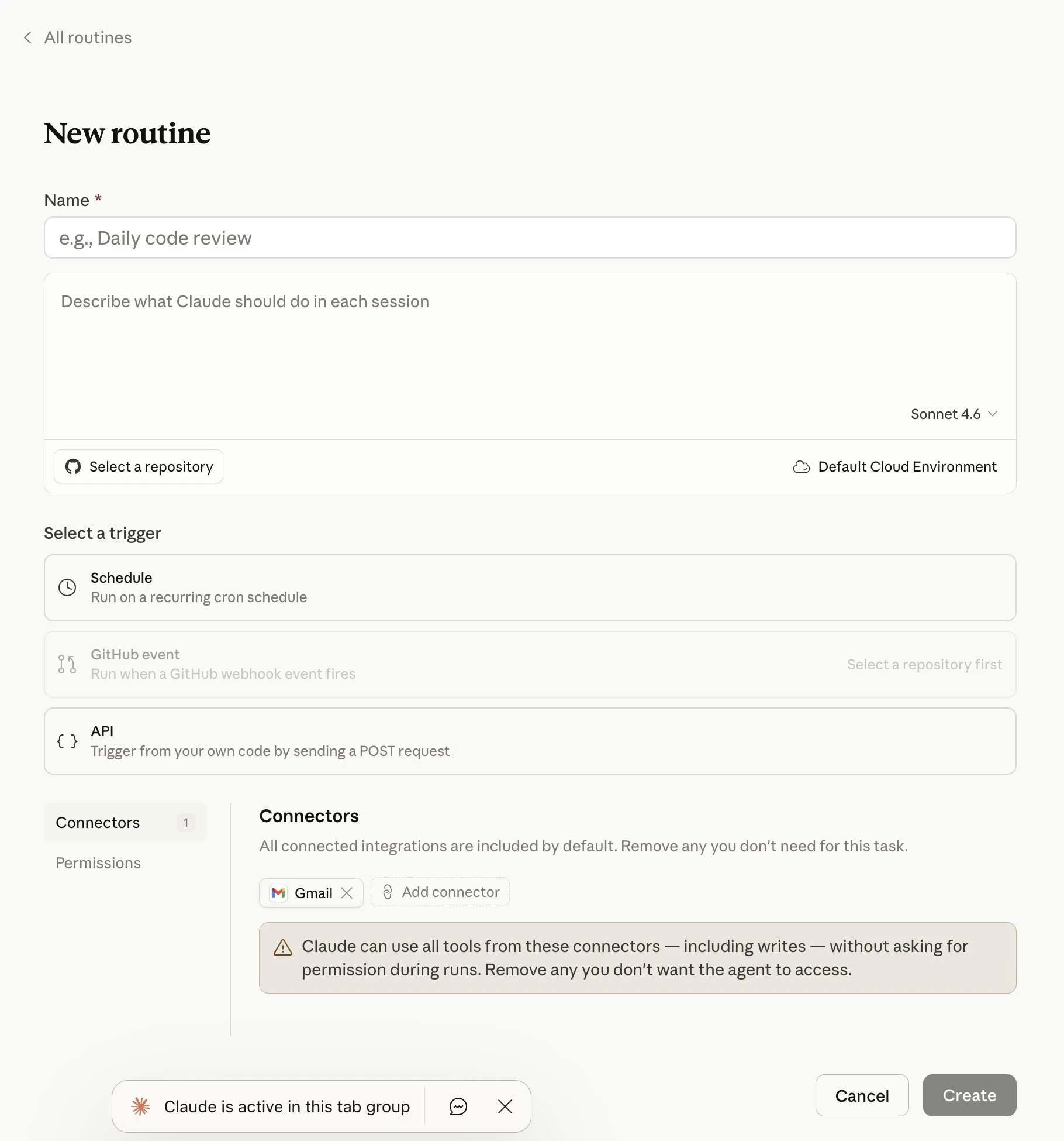 Claude Code Routines screenshot 3