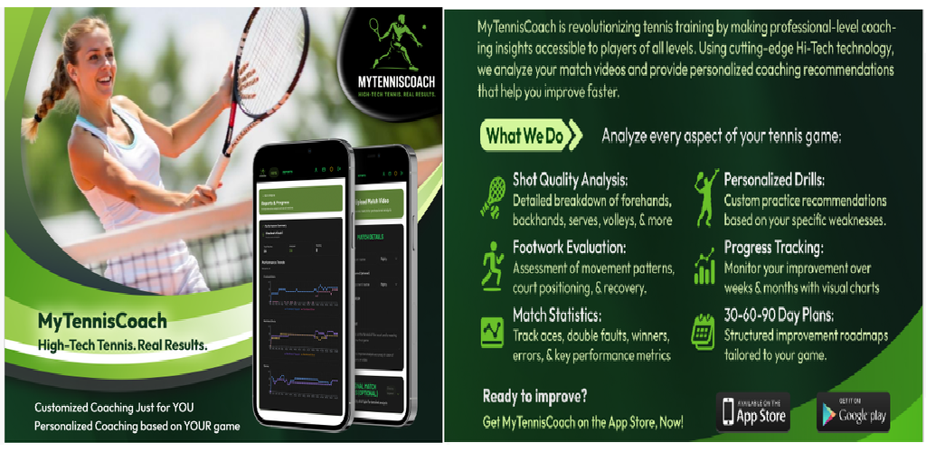 MyTennisCoach - Screenshot 2 showing product features and functionality