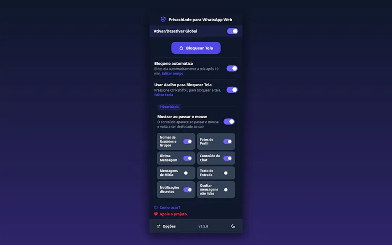 Privezap — Privacy for WhatsApp Web screenshot 1