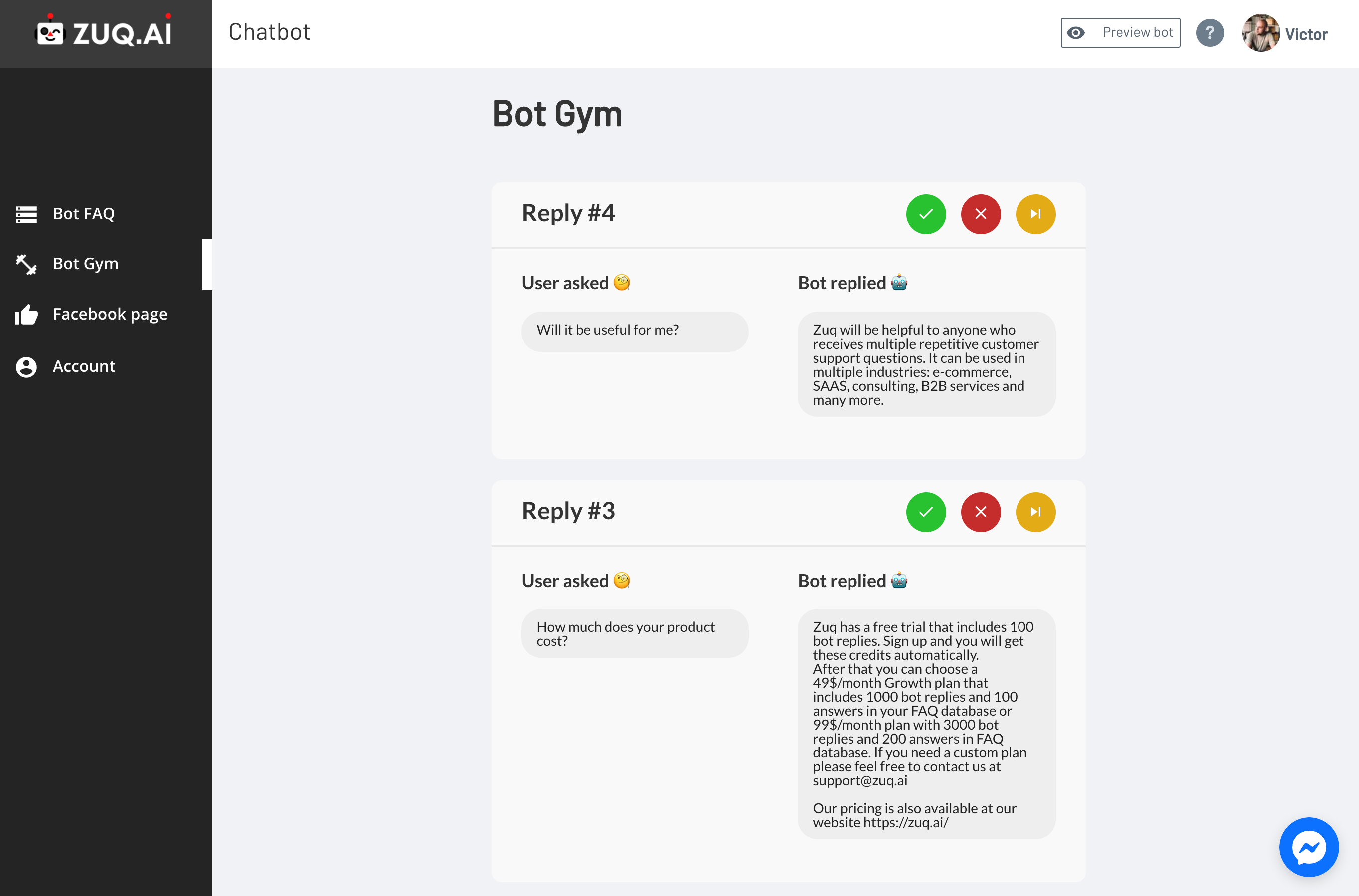 ZUQ.AI for Facebook Messenger gallery image