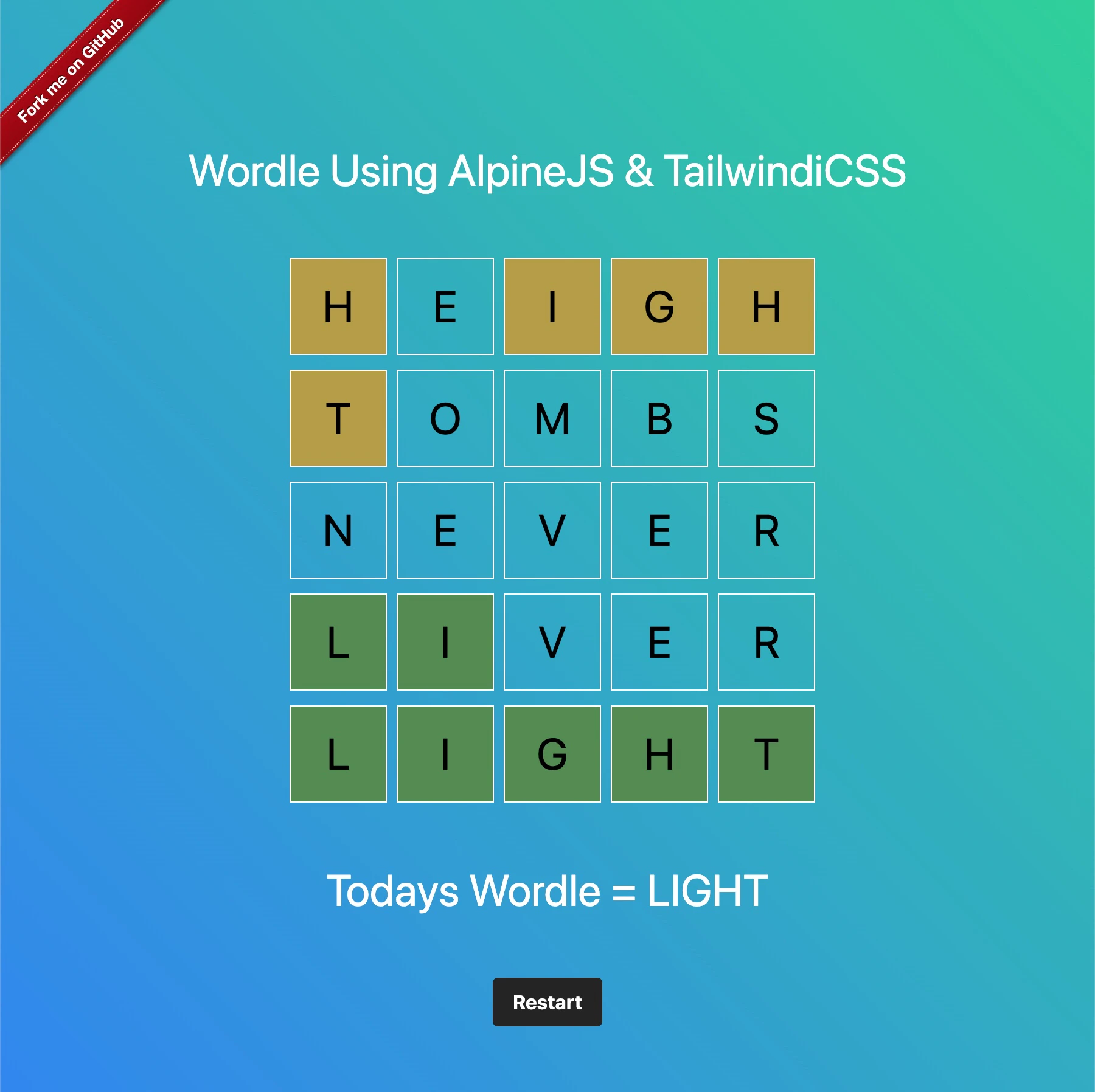 Wordle Game using AlpineJS