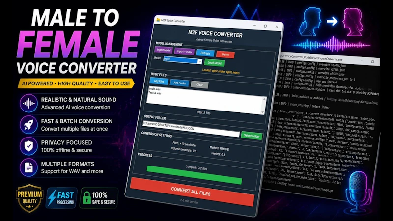 M2F Voice Converter screenshot 1 (video preview)