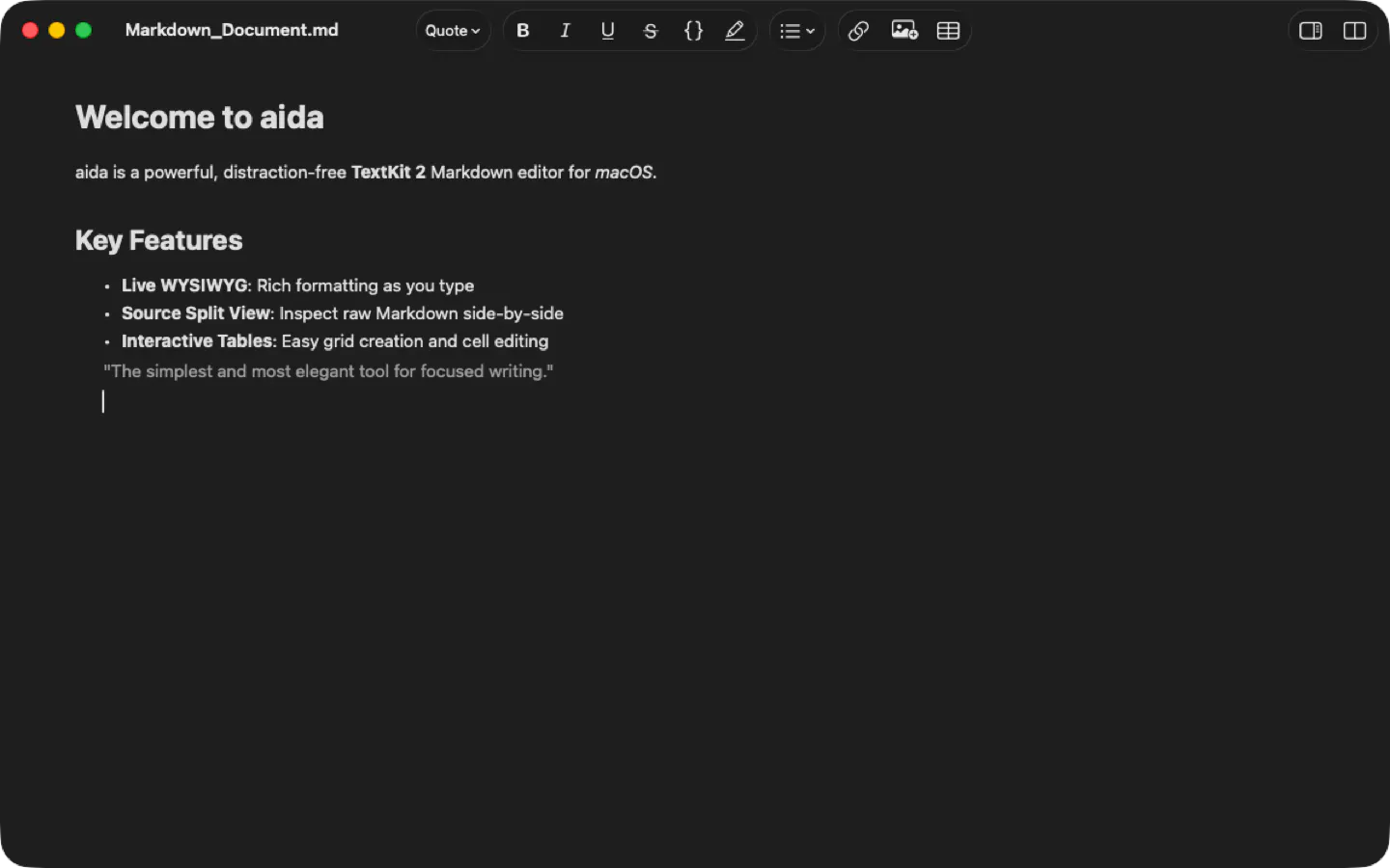 aida — Native Markdown Editor for macOS gallery image