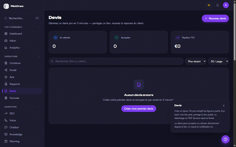 Agents IA autonomes pour PME — PilotCrew screenshot 5
