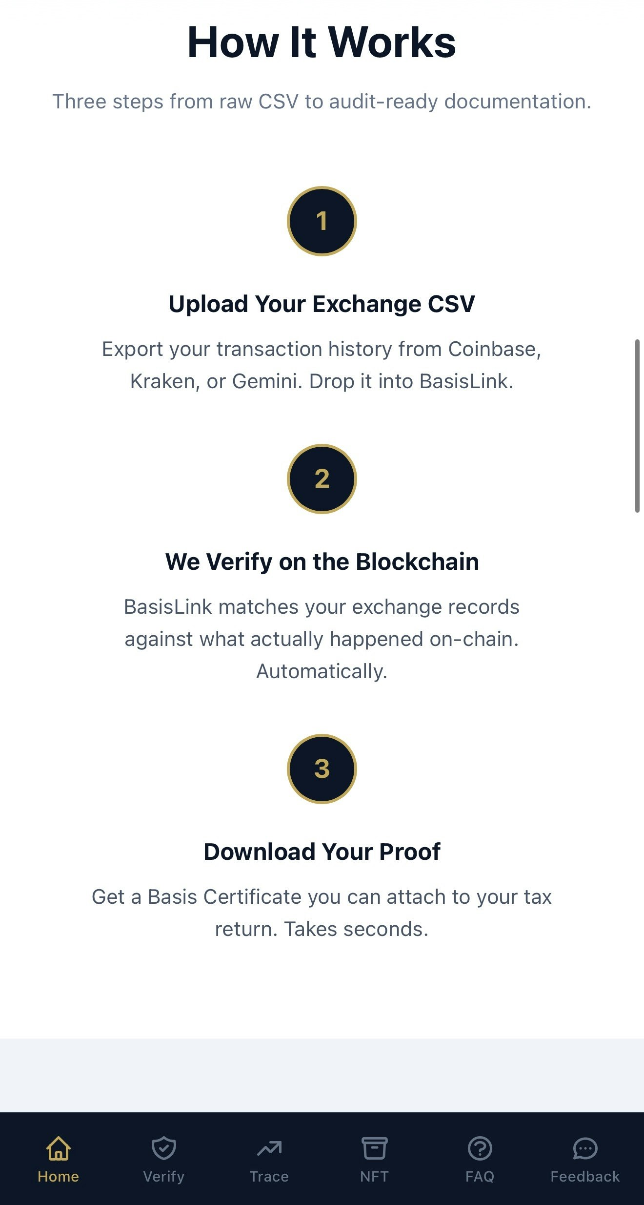BasisLink Crypto Cost Basis Verification gallery image