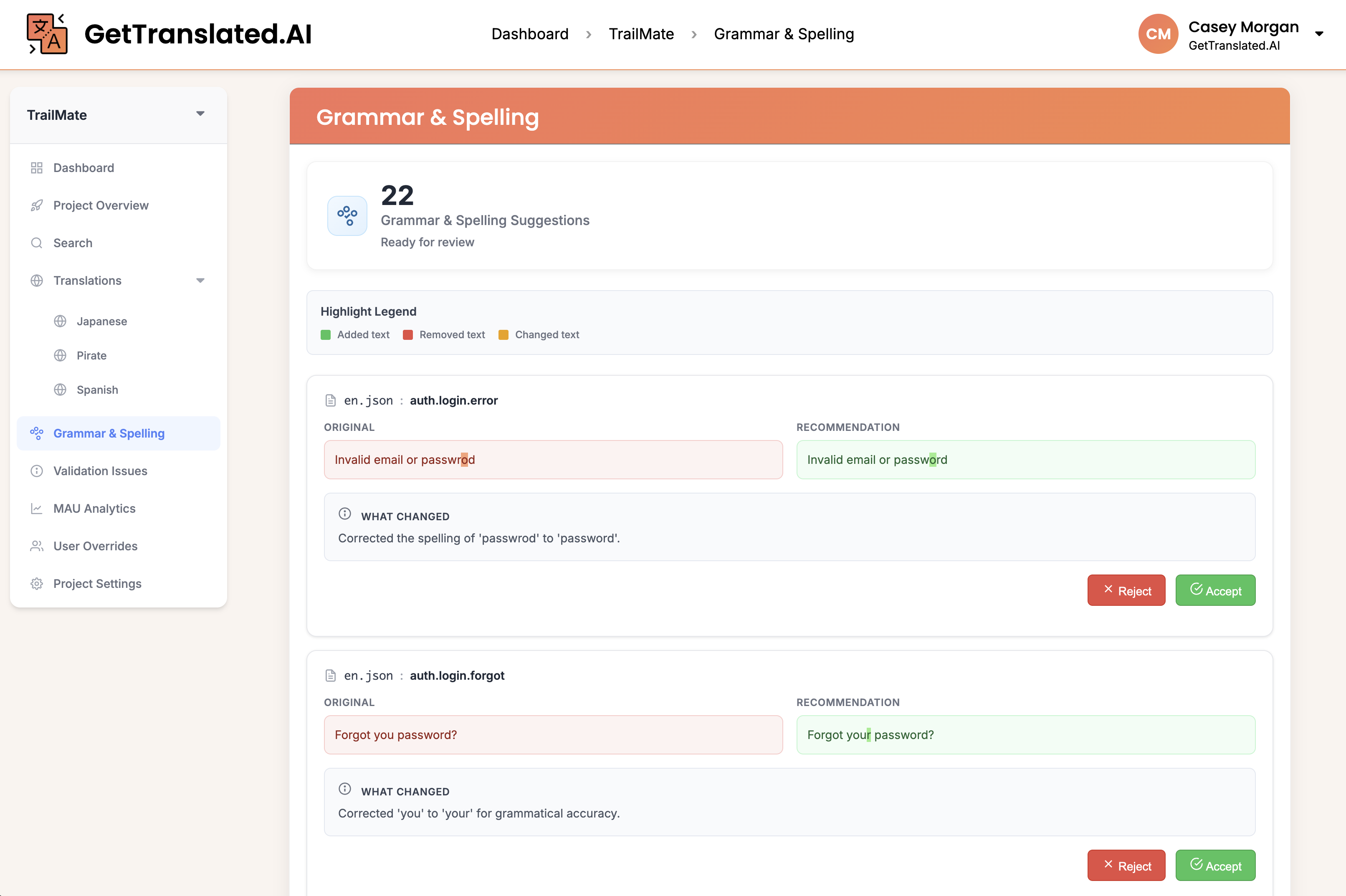 GetTranslated.AI - Screenshot 3 showing product features and functionality