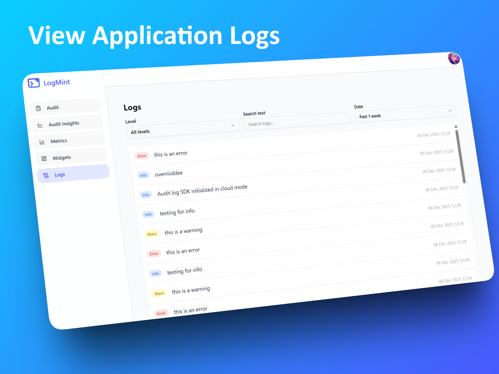 LogMint - Screenshot 2 showing product features and functionality