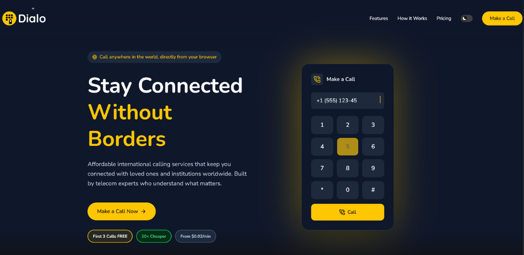 Dialo (Skype Alternative) - Main screenshot showing features and interface