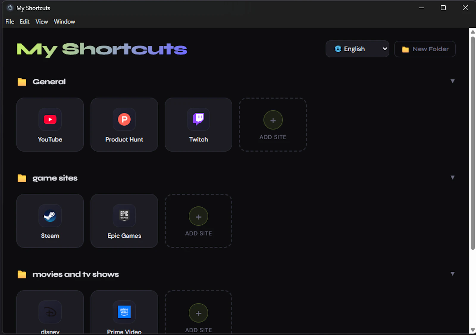 Shorcuts screenshot 1