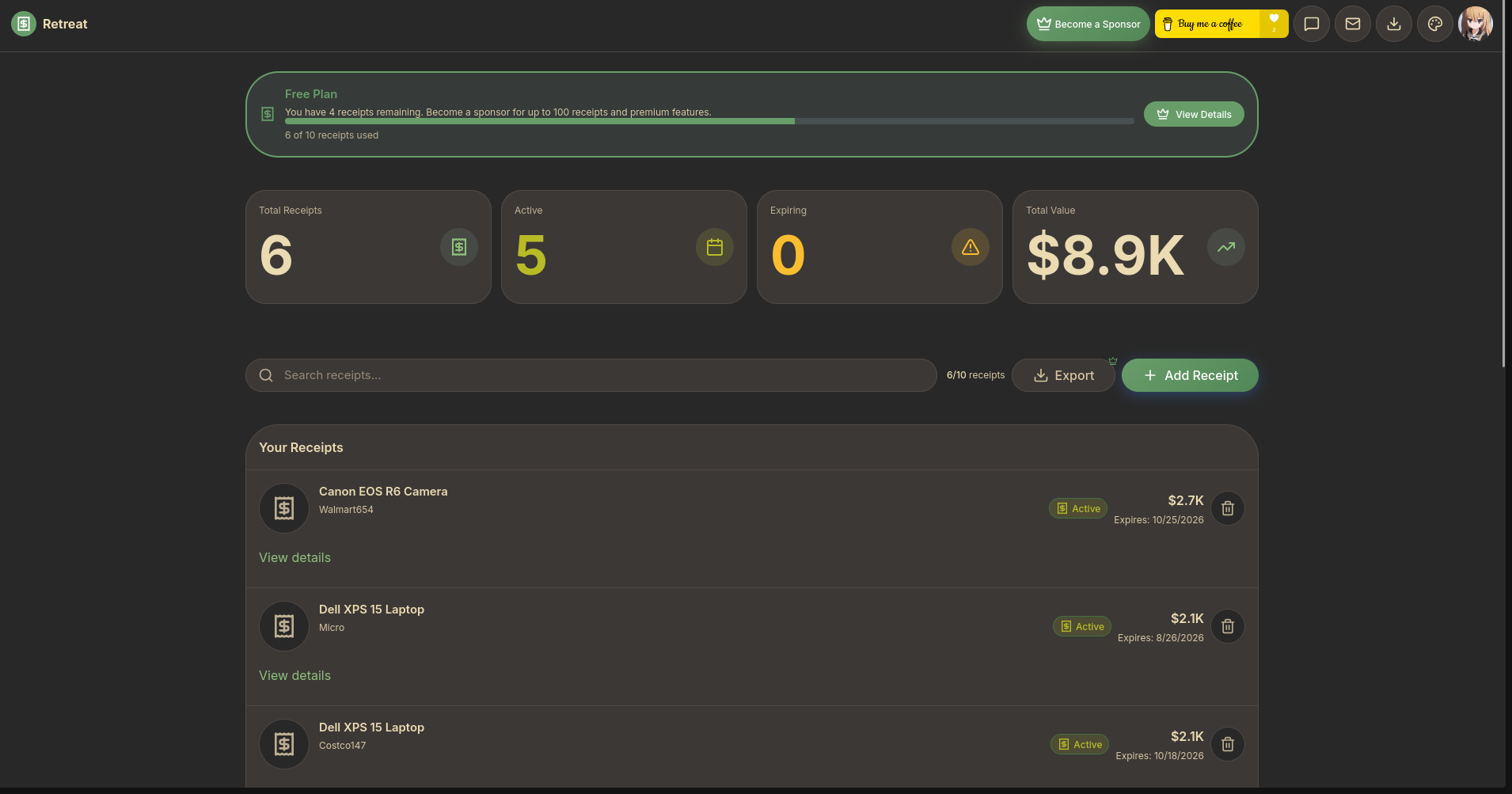 Retreat - Screenshot 2 showing product features and functionality