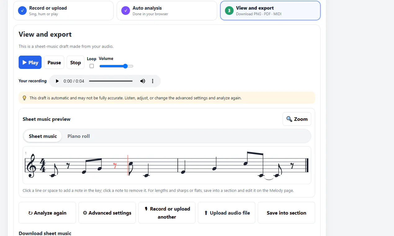 Audio to Sheet Music gallery image