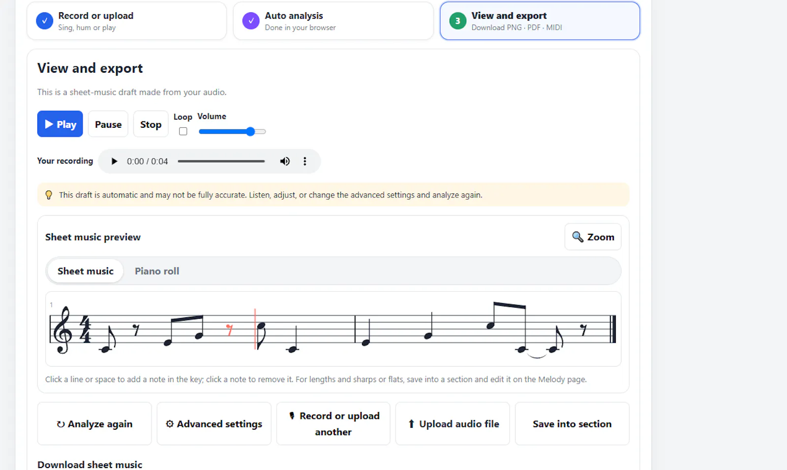 Audio to Sheet Music screenshot 2