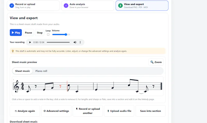 Audio to Sheet Music screenshot 2