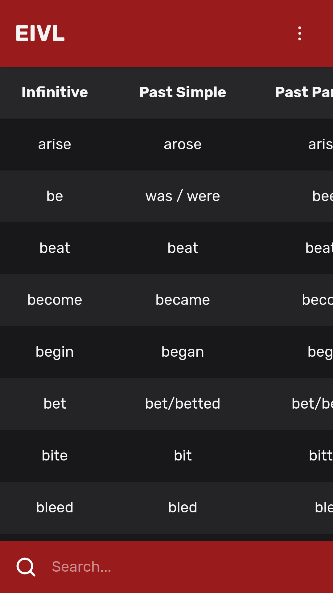 English Irregular Verbs List gallery image