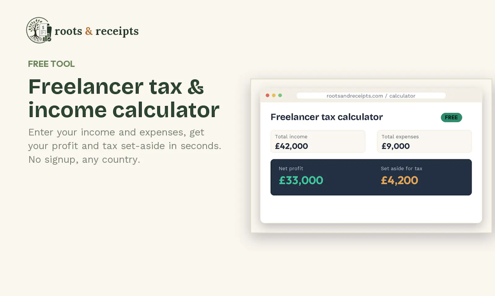 Roots & Receipts Tax Calculator screenshot 1