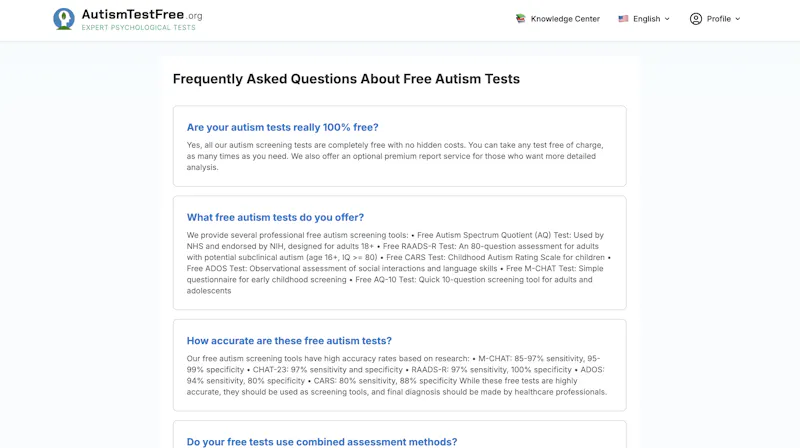 Autism Test Free Online screenshot 4