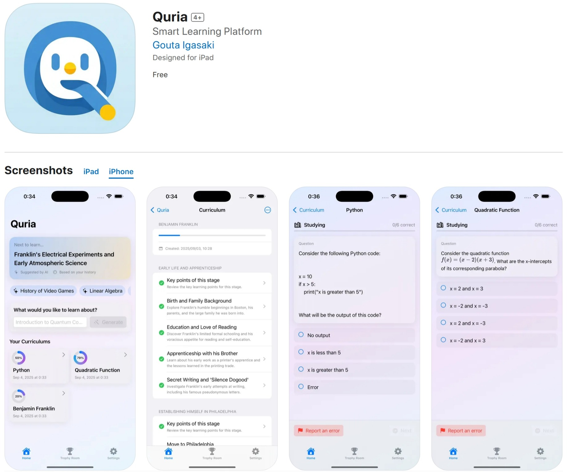 QURIA: apprendimento alimentato dall'IA - Padroneggiare qualsiasi argomento con corsi e quiz generati dall'IA. media 2