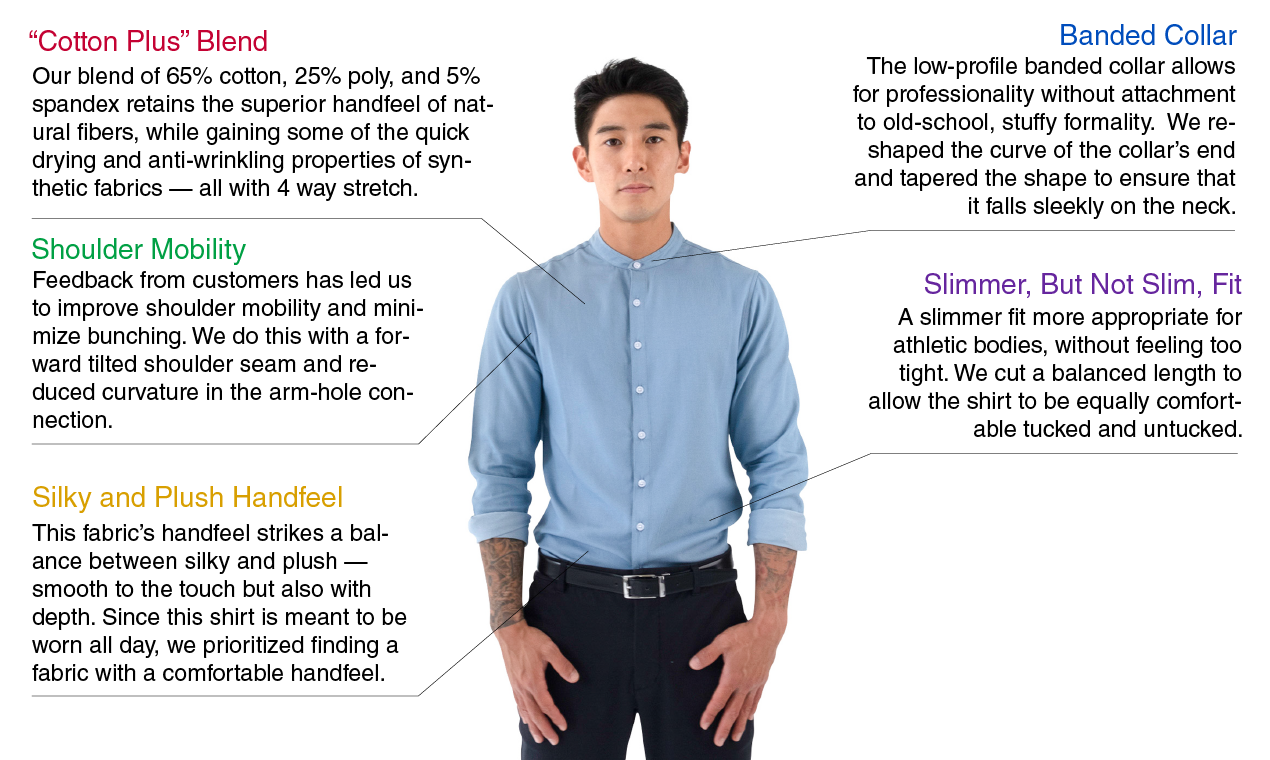 Banded Collar Shirt v2.0 by Merit gallery image