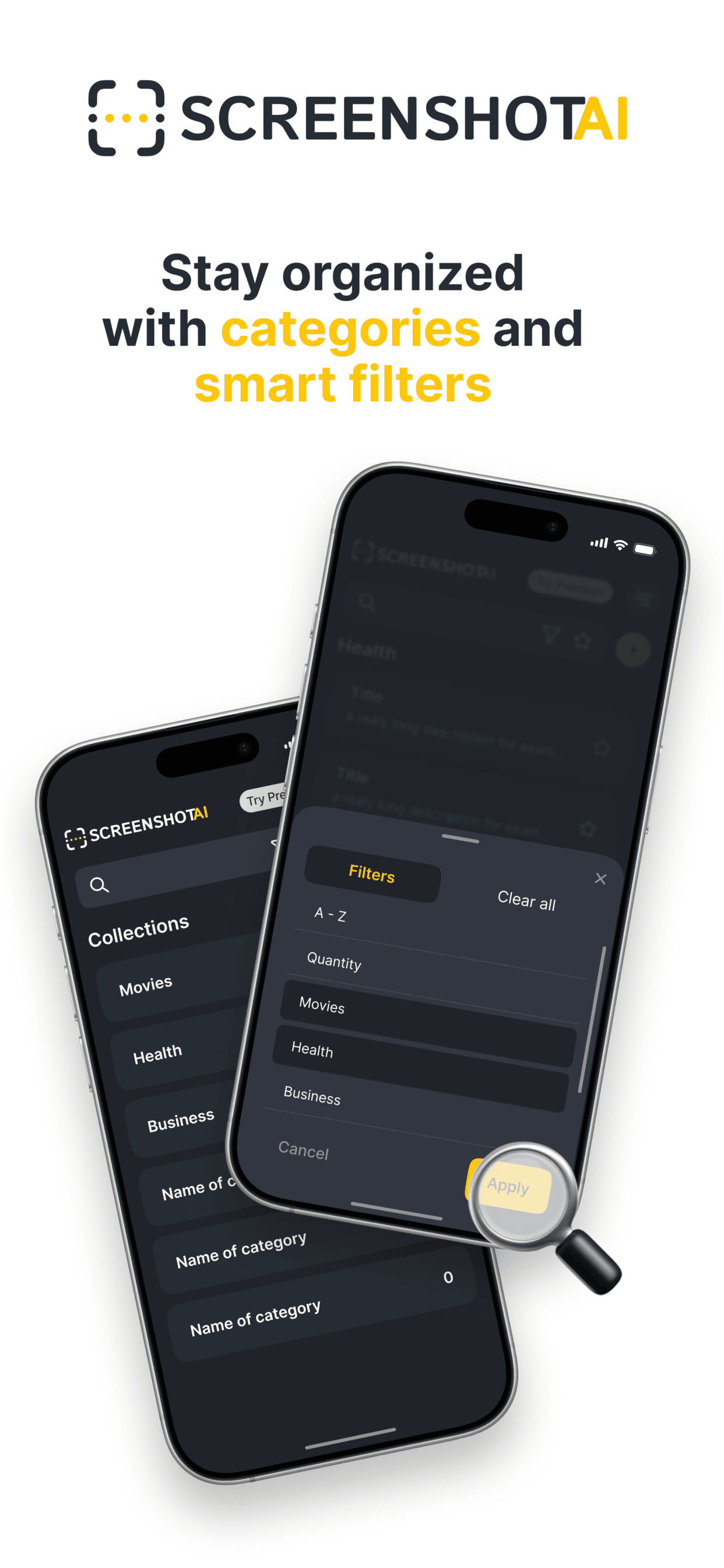 Screenshot AI: Scan & Organize - Main screenshot showing features and interface