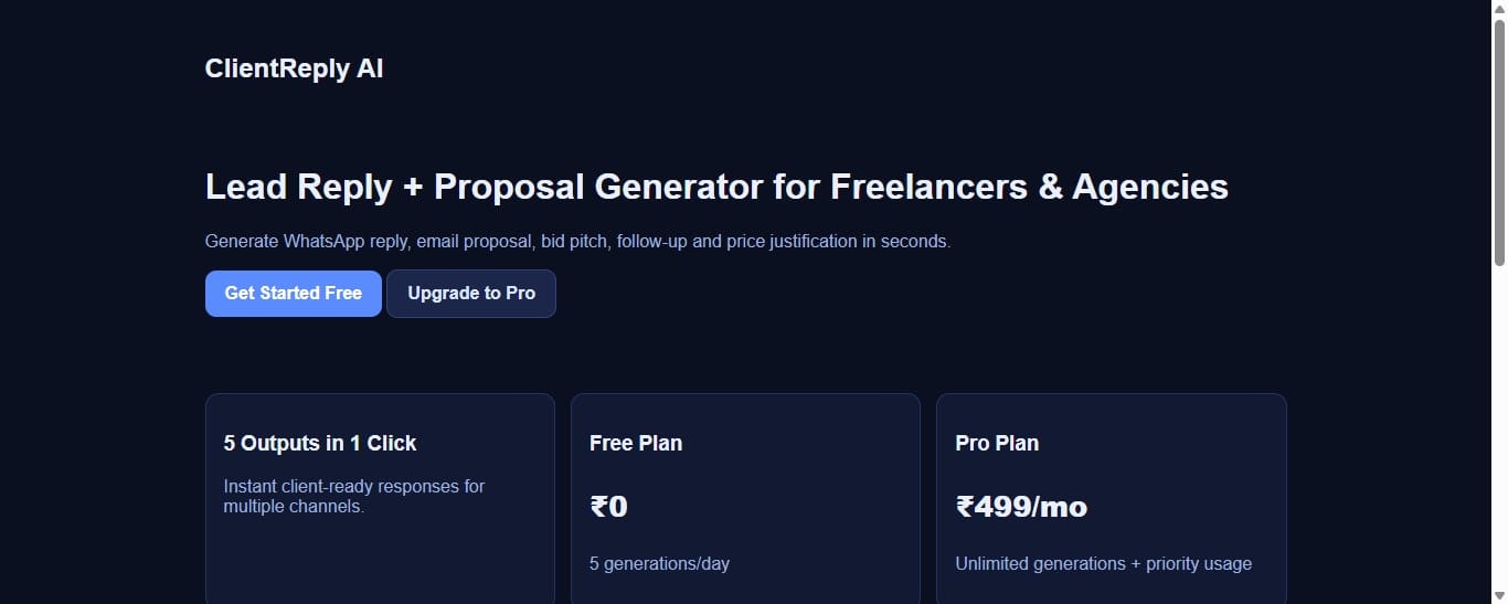  ClientReply AI - Main product screenshot demonstrating key features and user interface