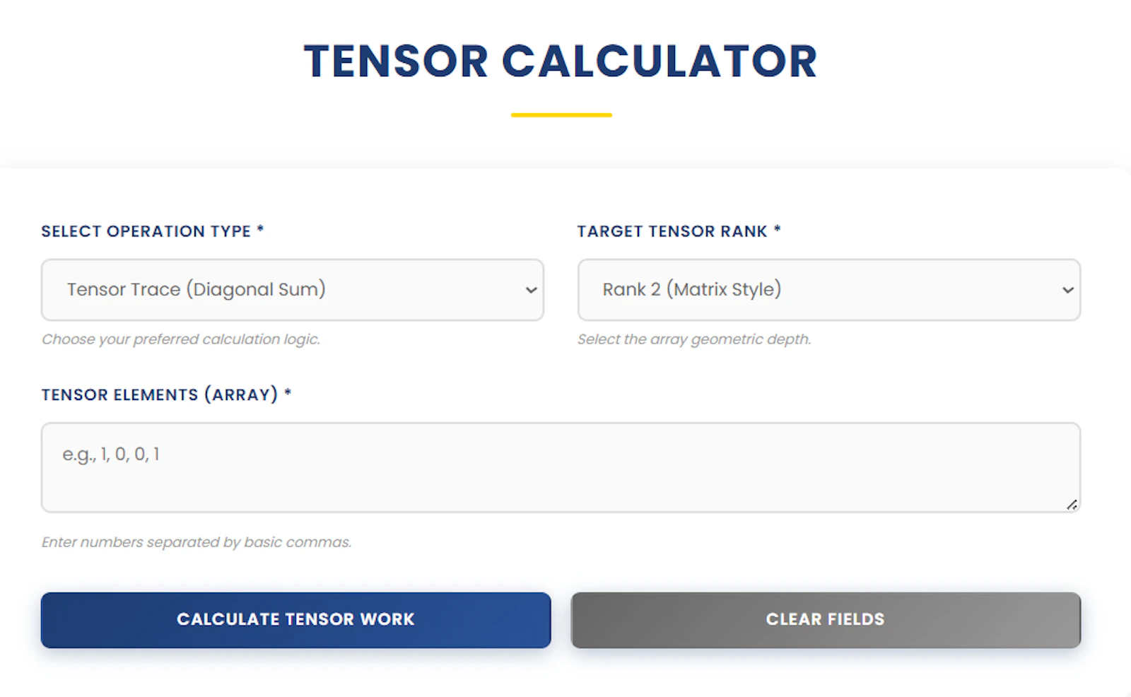 Tensor Calculator | Ease Tools screenshot 1