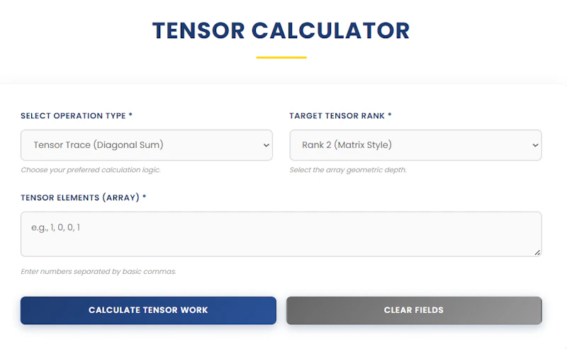 Tensor Calculator | Ease Tools screenshot 1