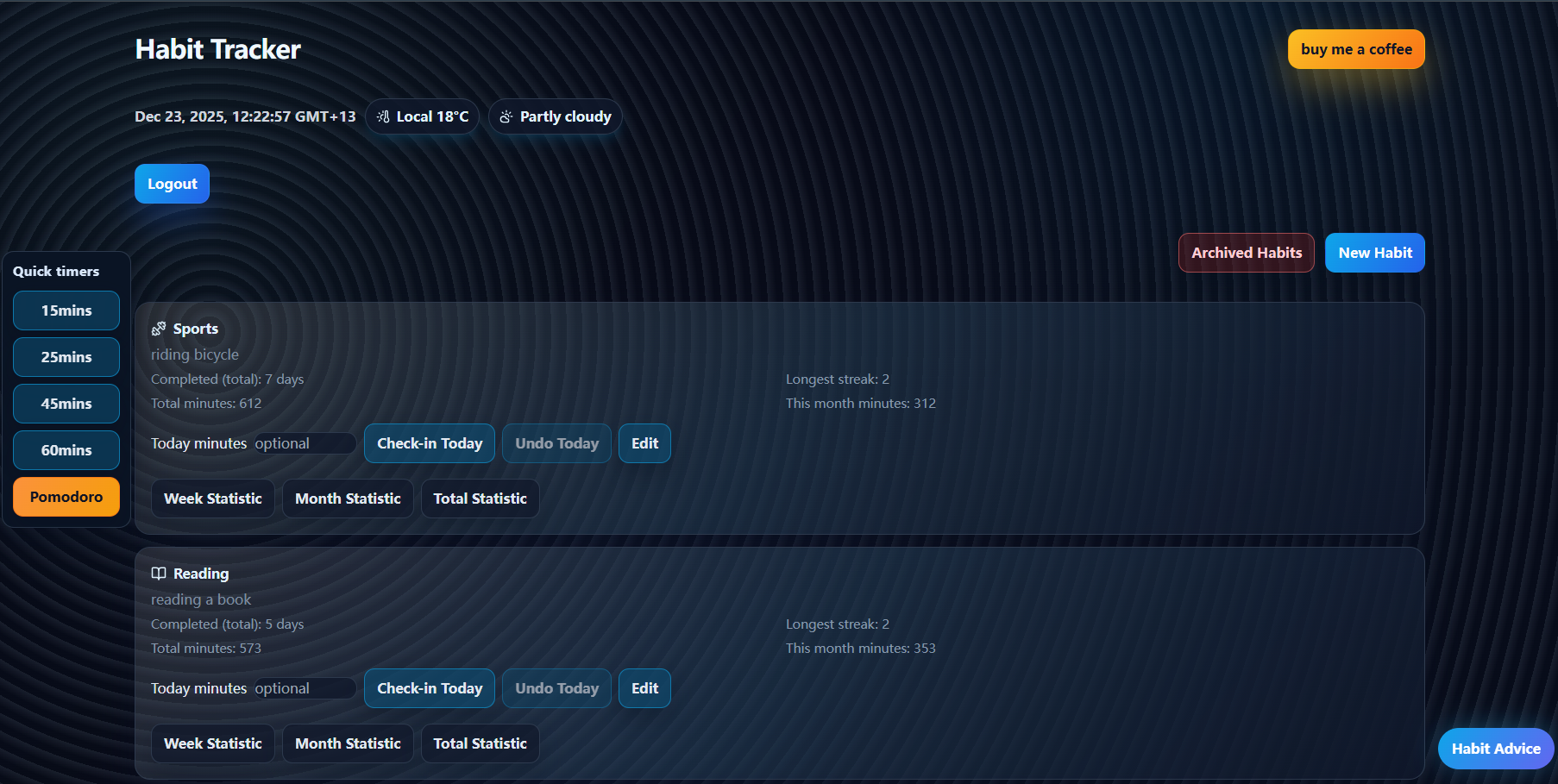 Habit Tracker - Main product screenshot demonstrating key features and user interface