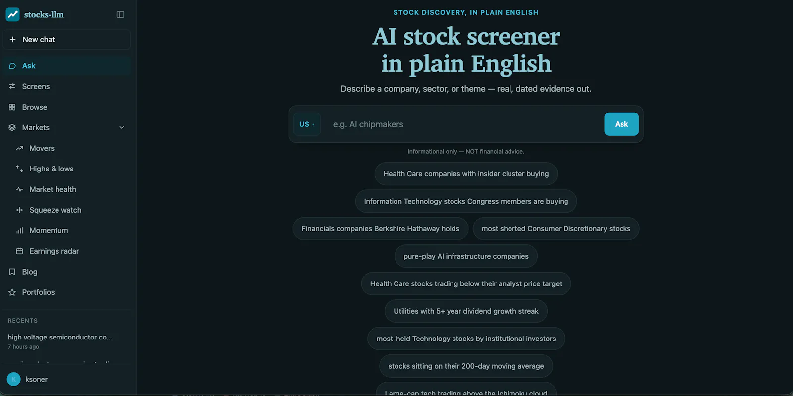 stocks-llm screenshot 2