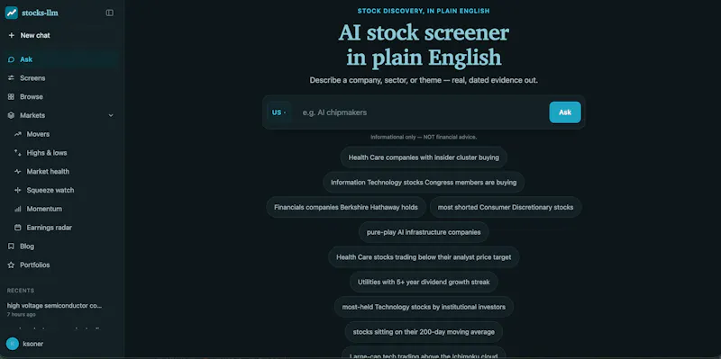 stocks-llm screenshot 2