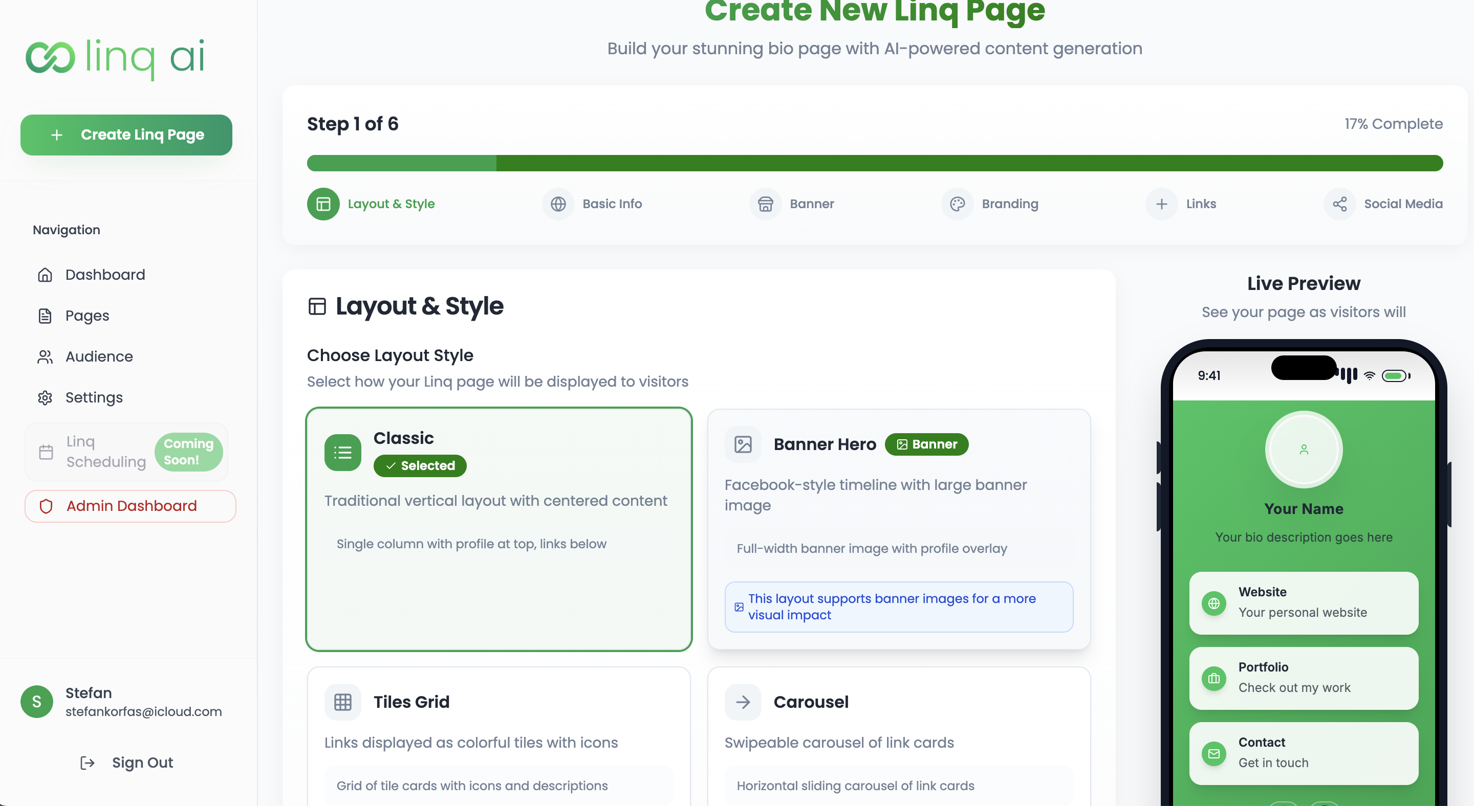 LINQ  -  LinkTree，但完全可自定义 media 3
