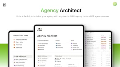 Bild des Arbeitsbereichs &ldquo;Agency Architect&rdquo; - eine umfassende Lösung für Agenturen auf Notion