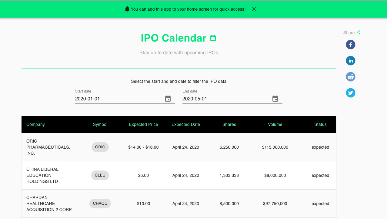 IPO Calendar gallery image