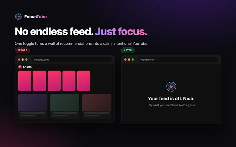 FoucsTube - Distraction Free Youtube screenshot 2