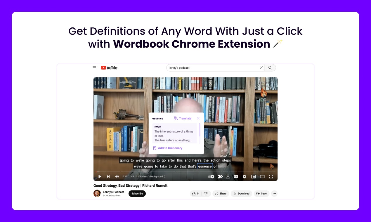 WordBook Yt E-Learning Chrome Extension media 1